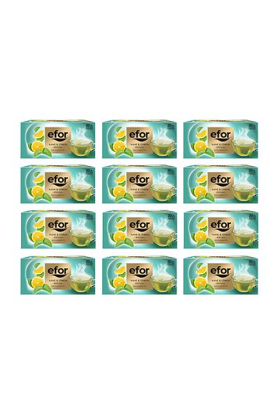 EFOR ÇAY Efor Mint - 20 x 12 Pieces Lemon Cup Sachet Herb and Fruit Tea Set