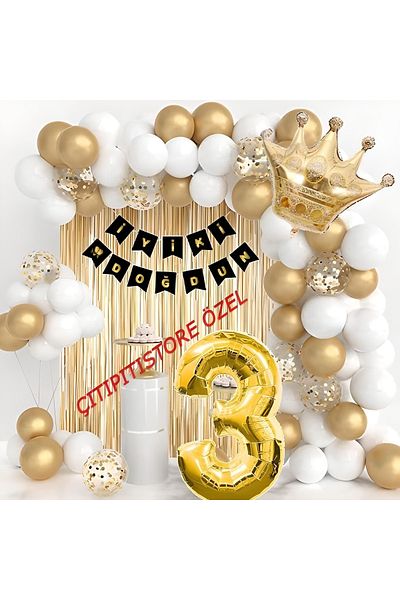 DÜVENCİ TİCARET 1*2*3*4*5*6*7*8*9 Years Birthday Balloon Set with King Crown