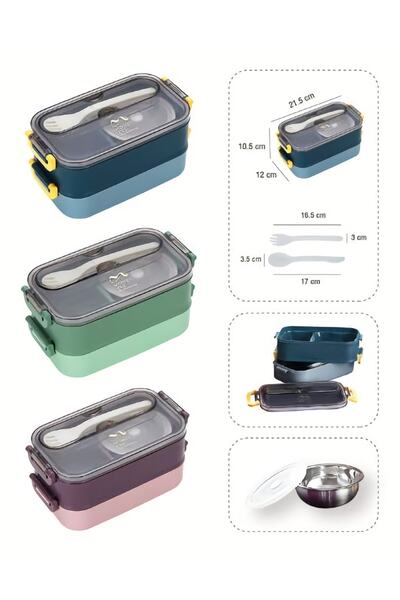Vagonlife Portable Double Layer 304 Stainless Steel Lunch Box Lunch Box for Children, Students and Office