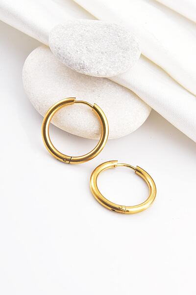 EUROMODA Gold Renkli Çelik Halka Küpe 6 Farklı Boy