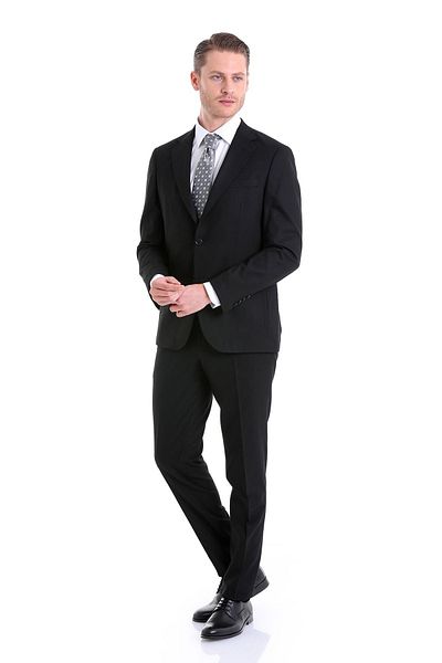 Hatemoğlu Black Slim Fit Plain Mono Collar Classic Suit