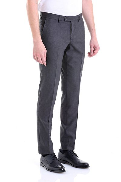 Hatemoğlu Γκρι Slim Fit ίσιο φανελένιο παντελόνι τσέπης στο πλάι