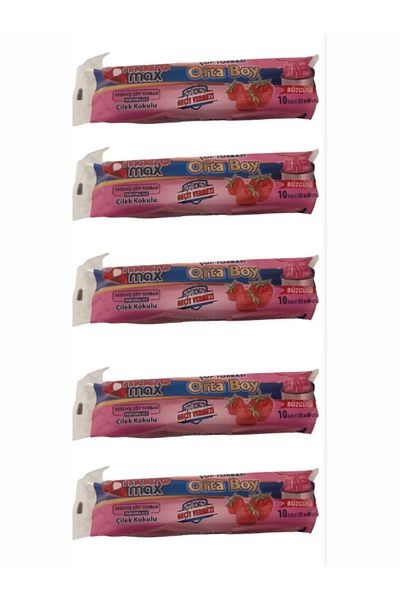 OverPazar Over Pazar Gmb Group Drawstring Garbage Bag Medium Size - Strawberry Scented - 55cm*60cm