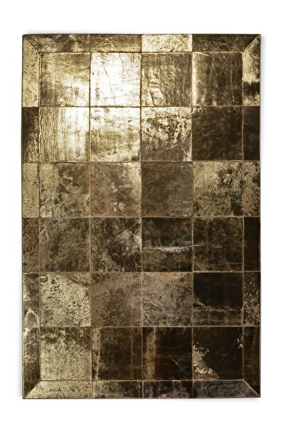 Dericibey Gold Varaklı Patchwork Doğal Dana Derisi Halı