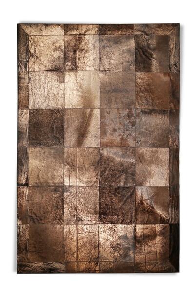 Dericibey Bronz Varaklı Patchwork Doğal Dana Derisi