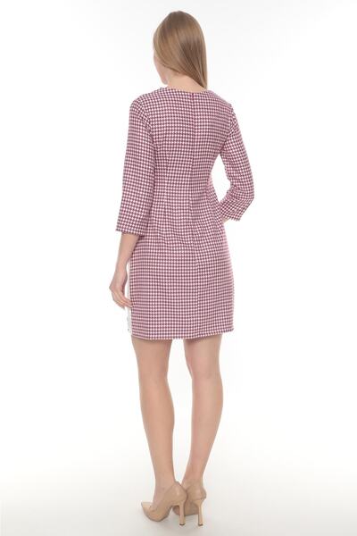 Element's Γυναικείο ριγέ και δερμάτινο λεπτομερές φόρεμα