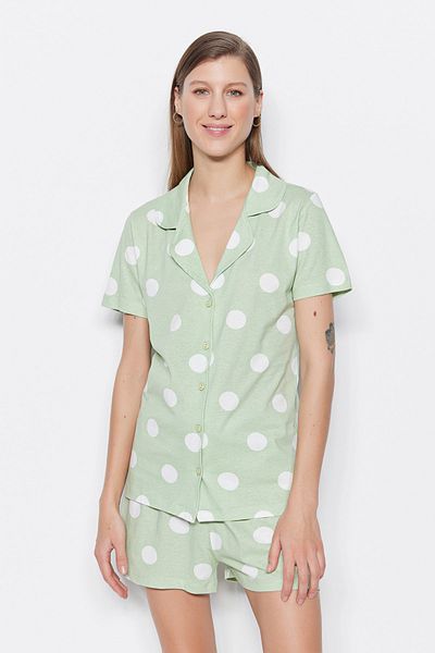 Trendyol Collection Set de pijamale tricotate, 100% bumbac, cu buline, pantaloni scurți THMSS20PT0077