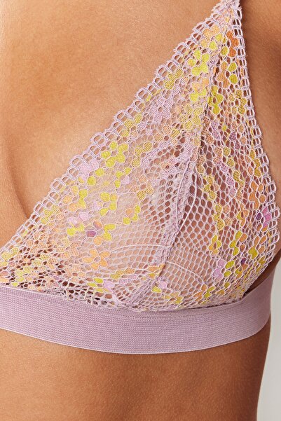 Trendyol Collection Vícebarevná krajková pletená podprsenka Triangle Bralette bez čepic THMSS23SU00024