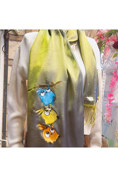 shules collection Σάλι με χαριτωμένα πουλιά