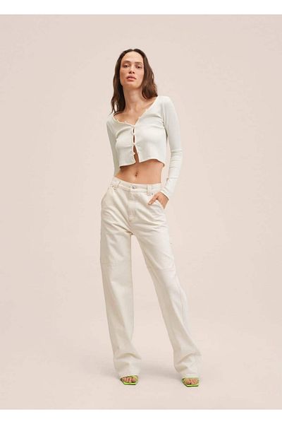 MANGO Woman Buttoned Ribbed Cardigan