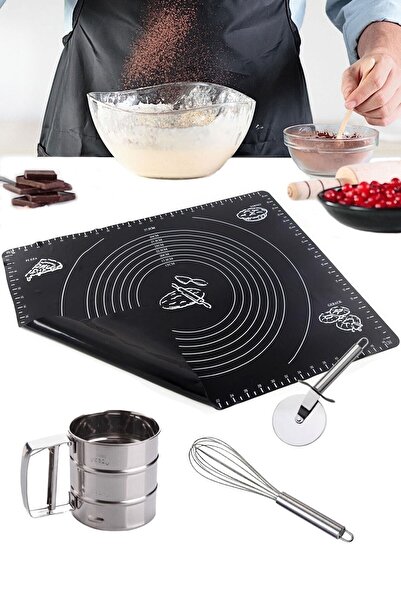 Genel Markalar Silikon Hamur Açma Matı 50*40 Un Şeker Eleği, Çırpma Teli Ve H...