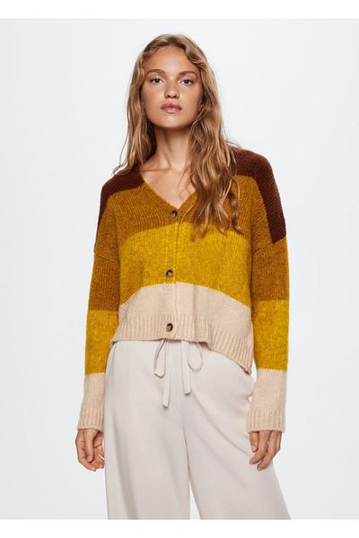 MANGO Woman Buttoned Striped Cardigan