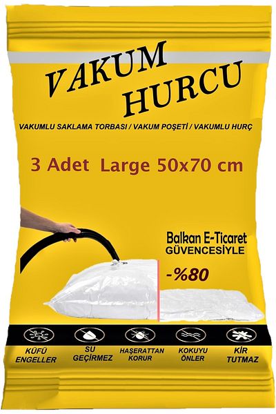 Vakum Hurcu Σετ 3 μεγάλων αποθεμάτων κενού 50x70 cm - Τσάντα κενού -