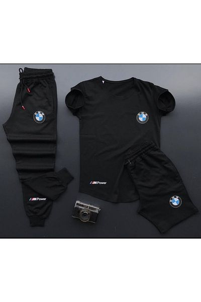 NewCabin Pantaloni scurți de vară unisex-pantaloni de sport-T-shirt slim fit 3 piese cu imprimeu sport Combinație partea inferioară de sus