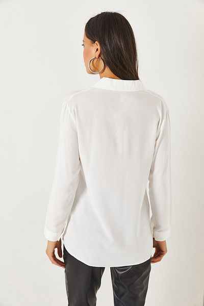 Olalook Ecru Pocket Detailed Woven Viscose Shirt GML-19001080