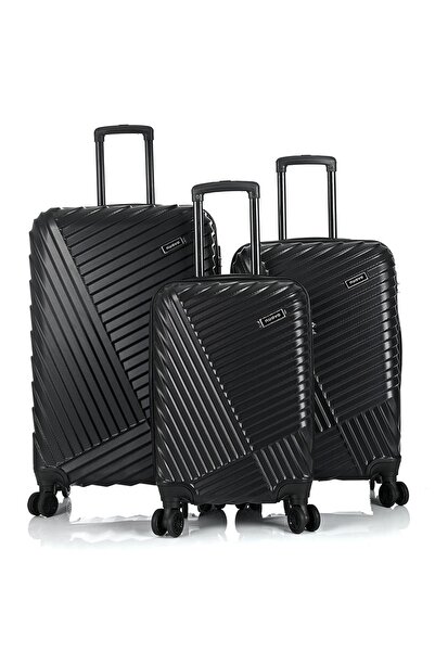 DERİEND Unisex 3'lü Valiz Seti Siyah