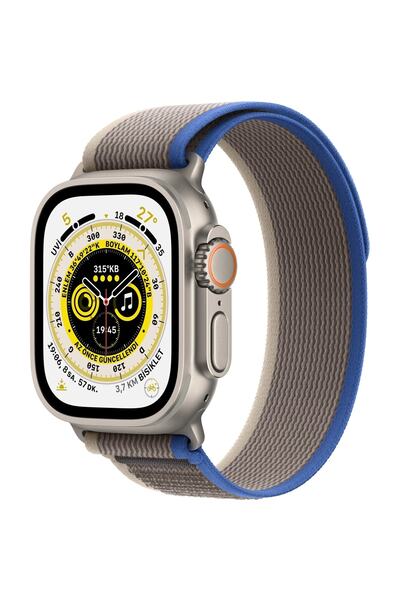 Apple Watch Ultra GPS + Cellular, 49mm Titanyum Kasa ve Mavi/Gri Trail Loop -...