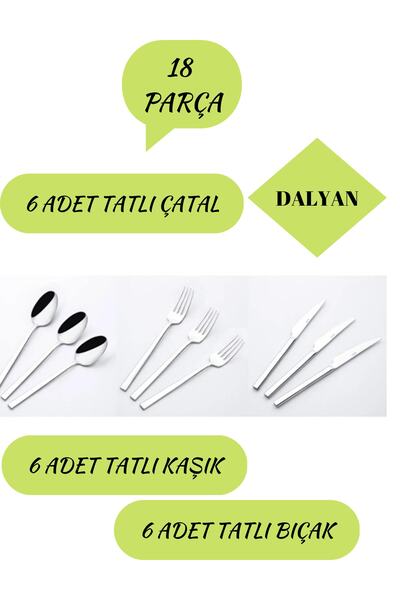 melikshop Nehir Dalyan 6-Person Sweet Service Set 18 Pieces 2051