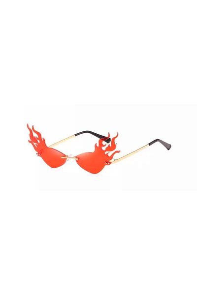 Toz Vintage Red Frameless Flame Vintage & Retro Sunglasses
