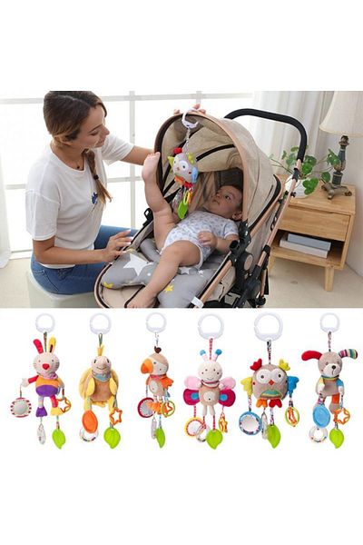 BSE Baby Rattle Plush Teething Colorful Rabbit Pushchair Crib Bed Baby Stroller Compatible