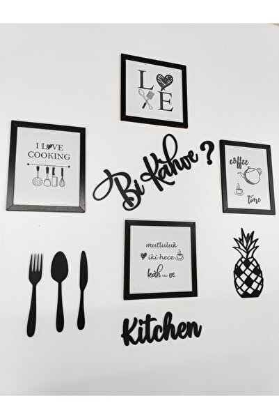 Dekorobi 10 Parça Mutfak Duvar Dekor Seti Coffee Time Bi Kahve Ananas