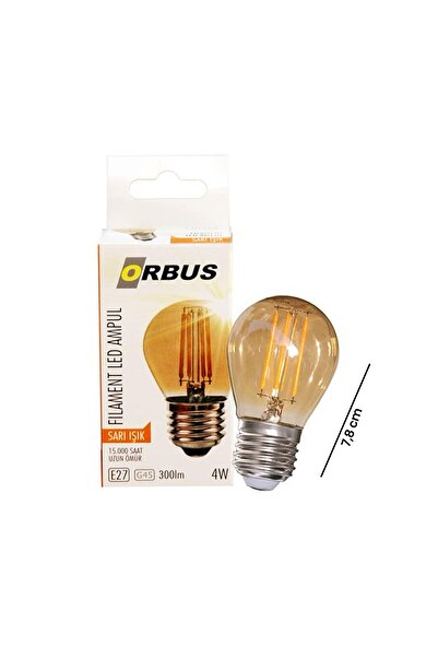 ORBUS Ga45 4w Filament Bulb Mini Top Amber E27 300lm Ampul - 2200k Sarı Işık