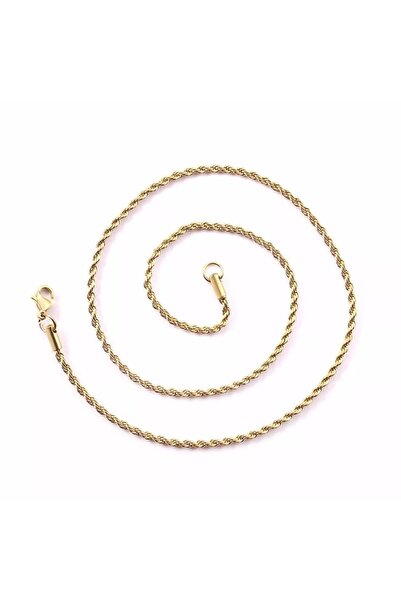 ESJ قلادة للجنسين من الفولاذ المقاوم للصدأ بحبل ملتوي رفيع 2 مم 60 سم اللون: ...