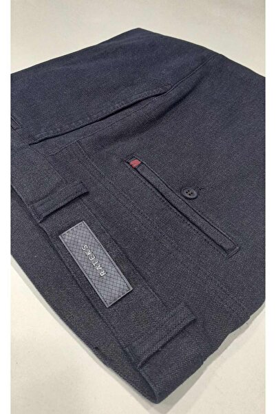 RATEKS Casual Sports Cotton Woven Patterned Gray Men's Trousers with Side Pockets