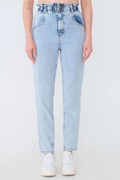 MAKRAS EXCLUSIVE Blugi de mama cu centura cu talie inalta cu cordon