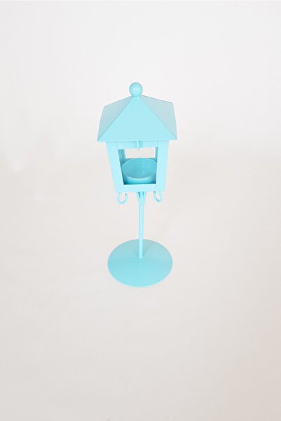 adresiburasi Ferforje Metal Sokak Lambası Fener Tealight Mumluk Mavi