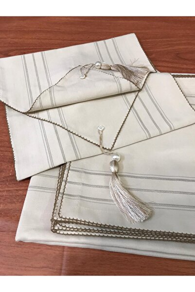 PW pink white home collection Crown Masa Örtüsü Takımı 26 Parça Amerikan Serv...