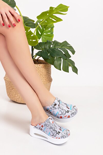 Nur Ortopedi Γκρι παντόφλες εσωτερικού χώρου Airmax με σχέδιο Ilkyardım Sabo Orthopedic 990