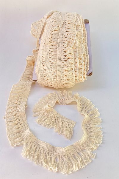 Hobigram Cream Cotton Tassel Fringe Ribbon – Special Design, Accessory, Quality Production, Eye-Catching Style – Decorative