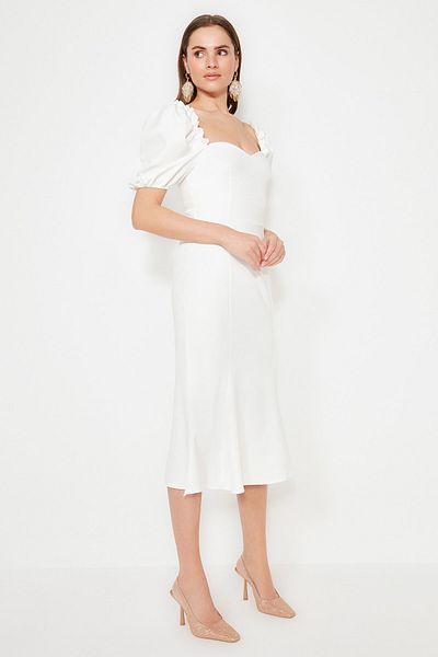 Trendyol Collection Weißes, gewebtes Abendkleid für die Braut, Abschlussballkleid TPRSS21EL0053