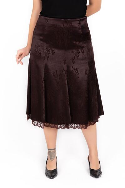 OLEA XXL Büyük Beden Kahverengi Etek 8117