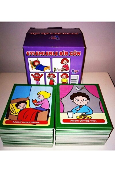 Gökmen Oyuncak يوم واحد مع الأفعال (100 بطاقة) (بطاقات تعليمية) (+18 شهرًا فم...