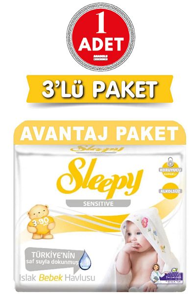 Sleepy 3-Piece Sensitive Wet Towels 1 Piece of 90