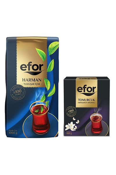 EFOR ÇAY Efor Harman Black Bulk Tea - 1,000gr + Bud Bergamot Flavored 100gr