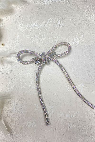 Hobigram Agrafă de păr cu design special Janjanlı Silver Full Stone
