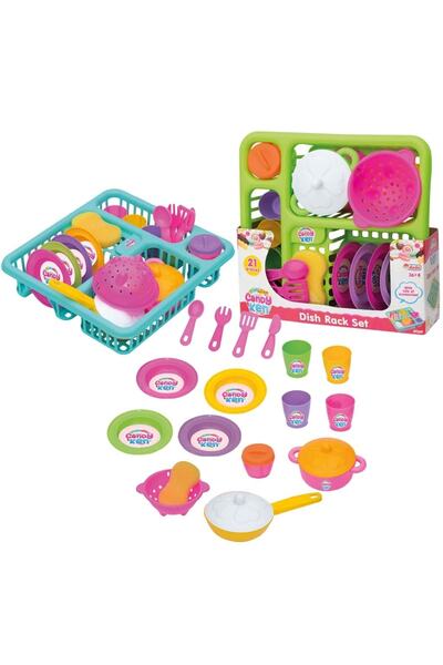 YıldızDükkan Eğitici Oyuncak Bulaşık Sepeti Evcilik Mutfak Oyun Seti Tencere ...