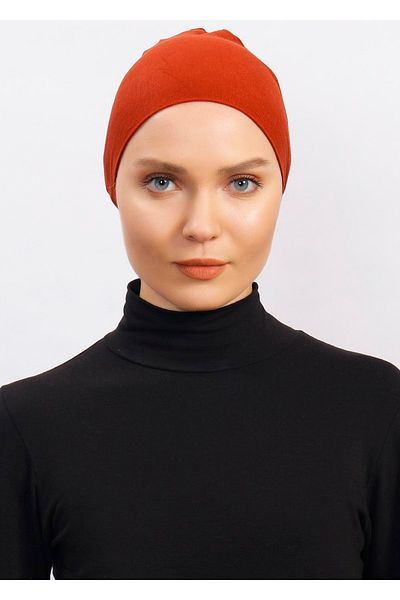 Ecardin Lycra Comfortable Non-Slip Practical Anti-Sweat Seamless Hijab Bonnet Scarf Turban Ready Bonnet - Tile