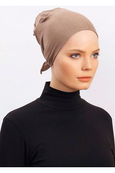 Ecardin Lycra Comfortable Non-Slip Practical Anti-Sweat Seamless Hijab Scarf Turban Ready Bonnet - Dark Mink