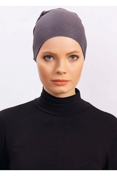 Ecardin Lycra Comfortable Non-Slip Practical Anti-Sweat Seamless Hijab Bonnet Scarf Turban Ready Bonnet - Anthracite