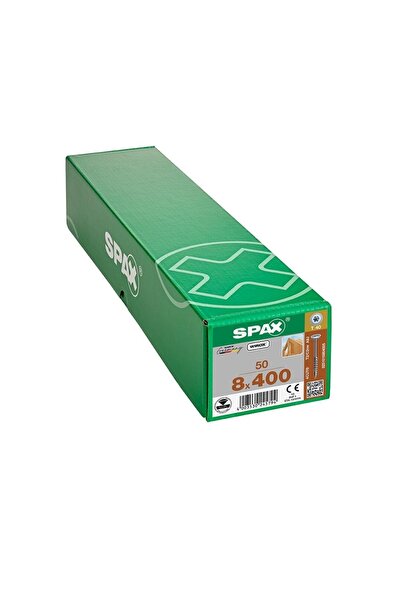 Spax Ahşap Konstrüksiyon Vidası, 8 X400 Mm, 50 Adet, Yarım Dişli, Havşa Başlı...