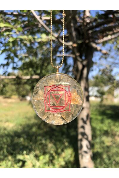 Mabet Sanat Sitrin Taşı Kök Çakra Kolye Ucu