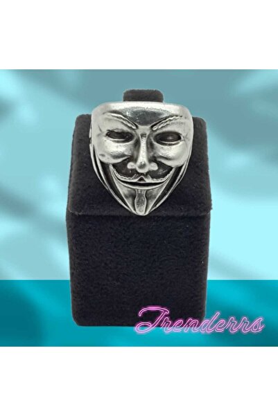Unisex 925 Ayar Antik Gümüş Kaplama Ayarlanabilir V For Vendetta Modelli Tasarım Yüzük