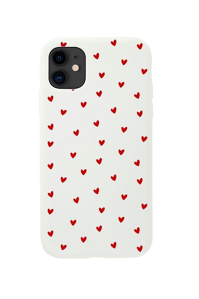 butikcase حافظة هاتف آيفون 11 بتصميم قلوب صغيرة باللون الأبيض