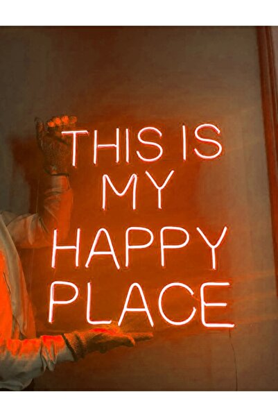 dekoraven This Is My Happy Place Neon Yazı Led Tabela Dekoratif Aydınlatma(50...