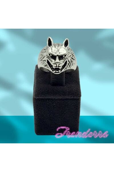 Trenderrs Unisex 925 Ayar Antik Gümüş Kaplama Ayarlanabilir Bozkurt Modelli T...