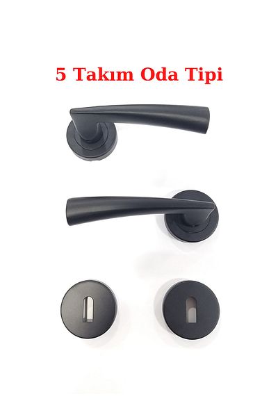 ARON (7 Sets) Sofuoğlu Lux Hazal Matte Black Round Stainless Rosette Handle (3+1) Circle Set Door Handle